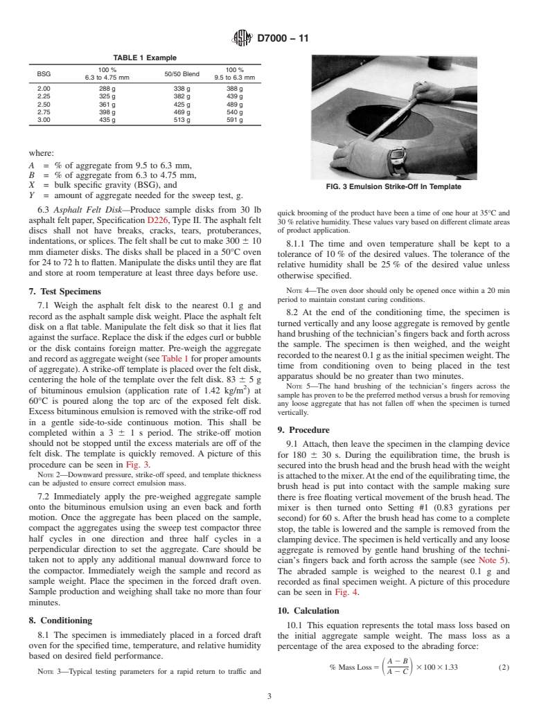 ASTM D7000-11 - Standard Test Method for Sweep Test of Bituminous Emulsion Surface Treatment Samples