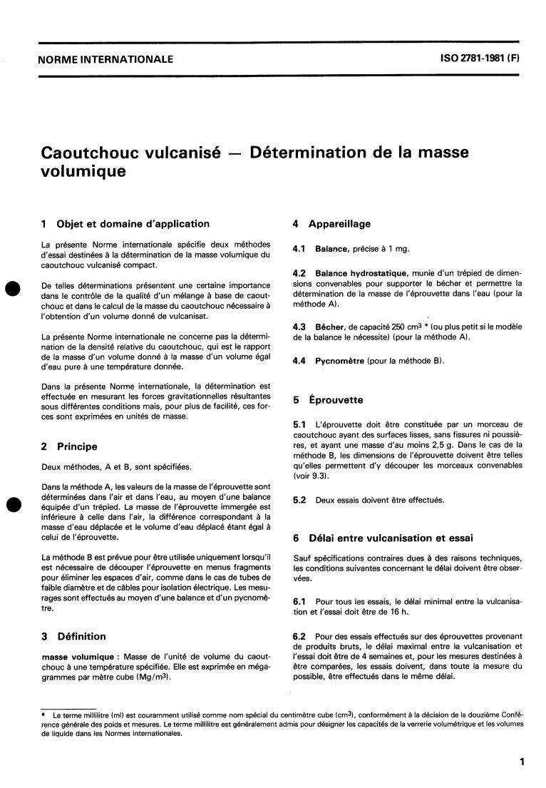 ISO 2781:1981 - Rubber, vulcanized — Determination of density
Released:12/1/1981