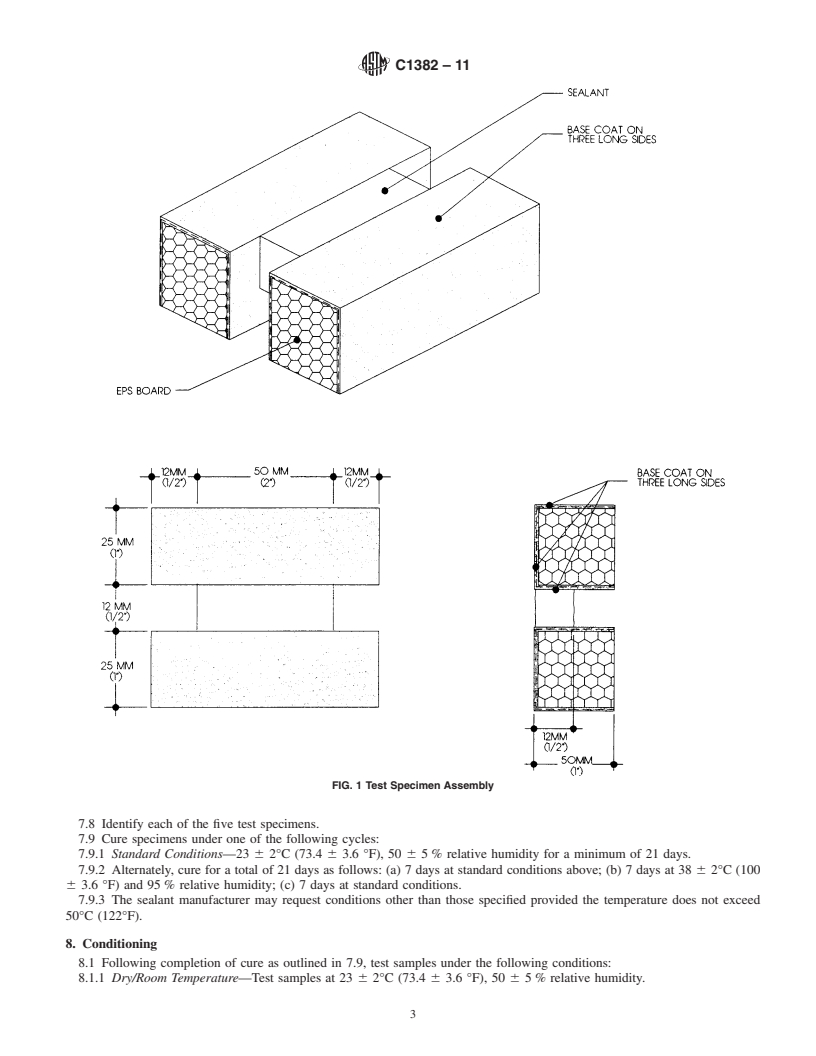 REDLINE ASTM C1382-11 - Standard Test Method for Determining Tensile Adhesion Properties of Sealants When Used in Exterior Insulation and Finish Systems (EIFS) Joints