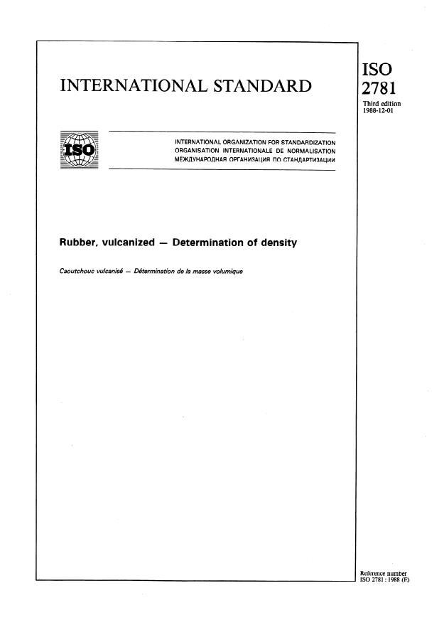 ISO 2781:1988 - Rubber, vulcanized -- Determination of density