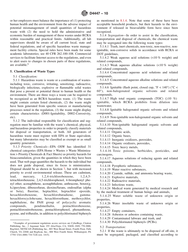 ASTM D4447-10 - Standard Guide for  Disposal of Laboratory Chemicals and Samples