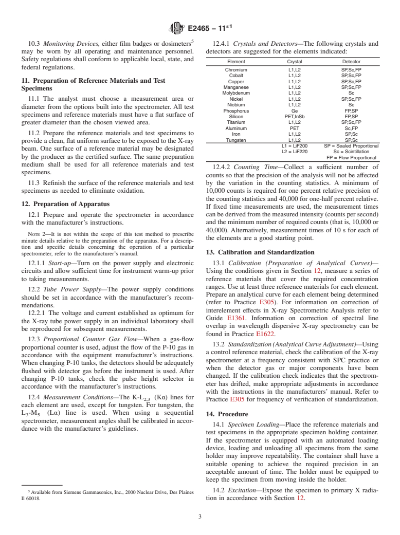 ASTM E2465-11e1 - Standard Test Method for Analysis of Ni-Base Alloys by Wavelength Dispersive X-Ray Fluorescence Spectrometry