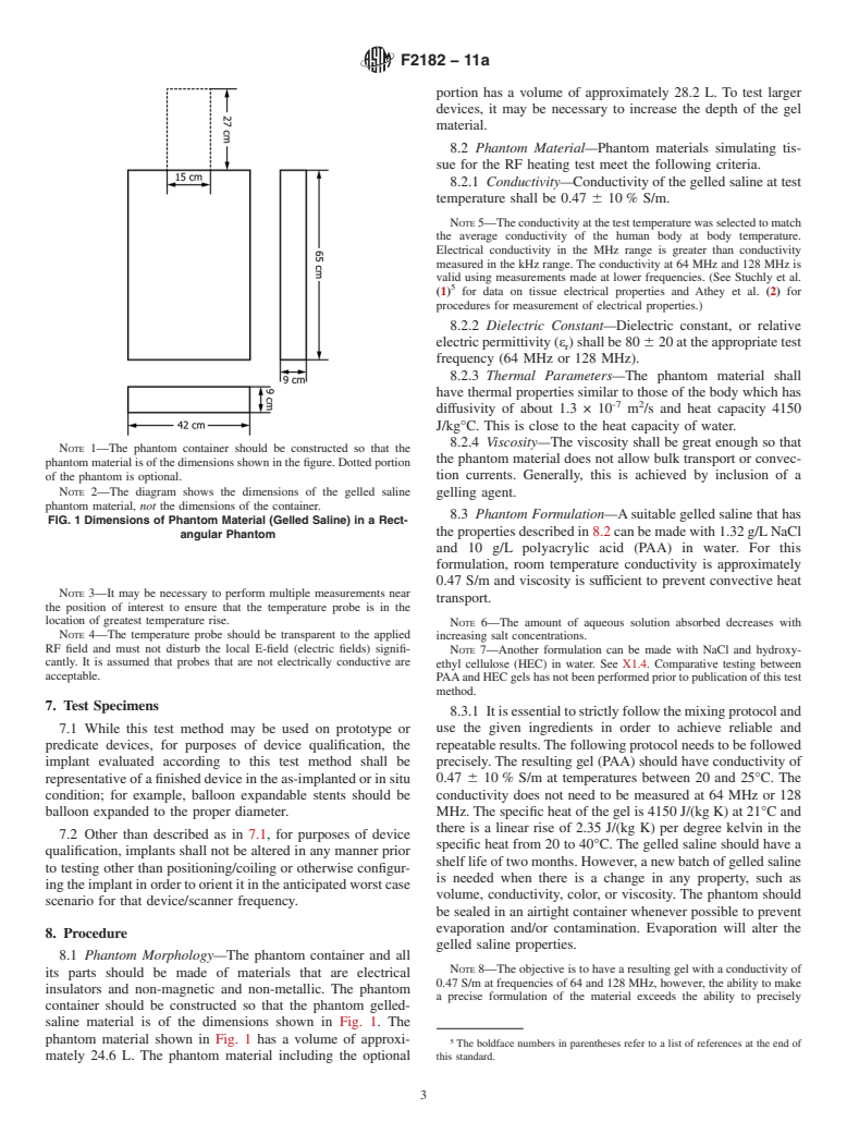 ASTM F2182-11a - Standard Test Method for Measurement of Radio Frequency Induced Heating On or Near Passive Implants During Magnetic Resonance Imaging