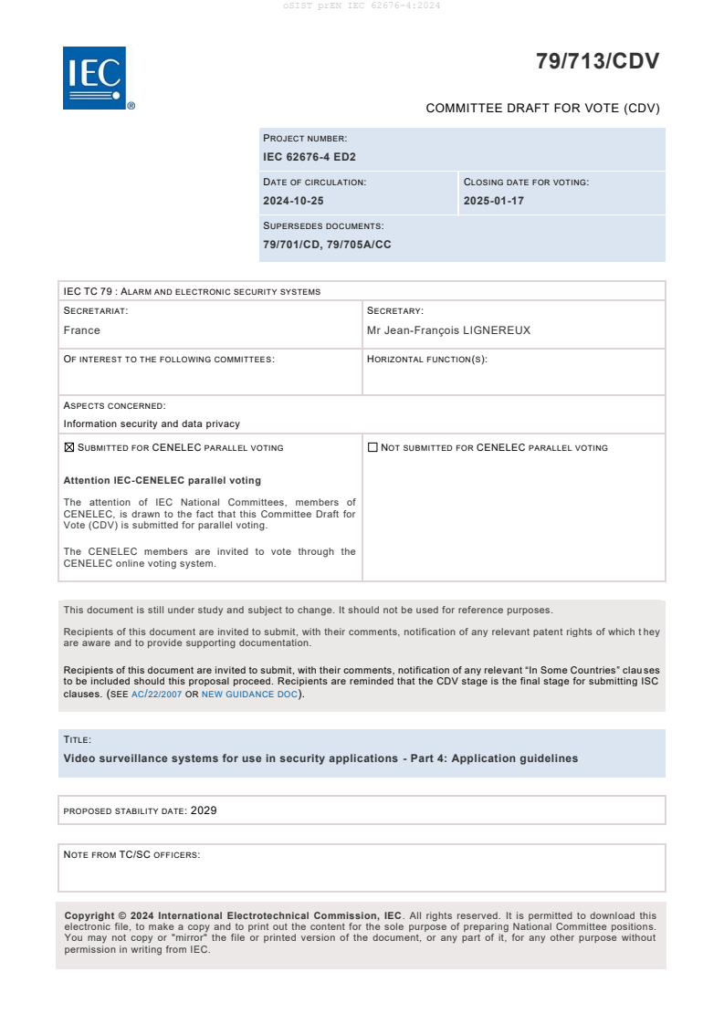 prEN IEC 62676-4:2024 - BARVE