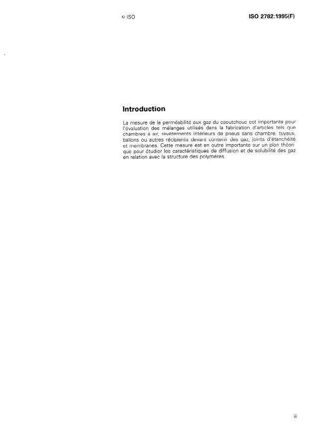 ISO 2782:1995 - Caoutchouc vulcanisé ou thermoplastique -- Détermination de la perméabilité aux gaz