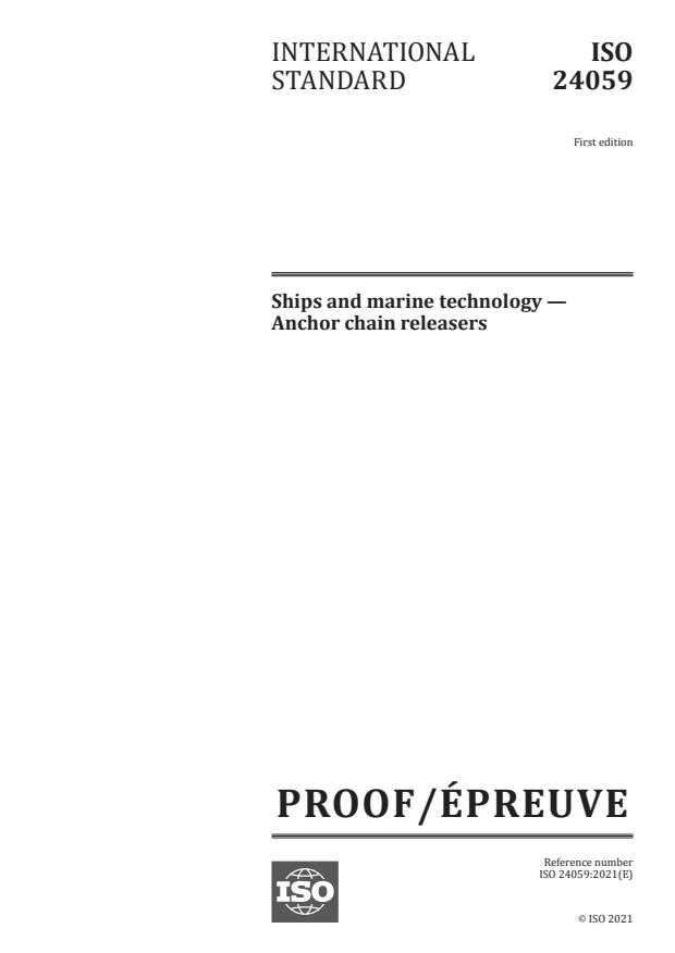ISO/PRF 24059:Version 07-avg-2021 - Ships and marine technology -- Anchor chain releasers