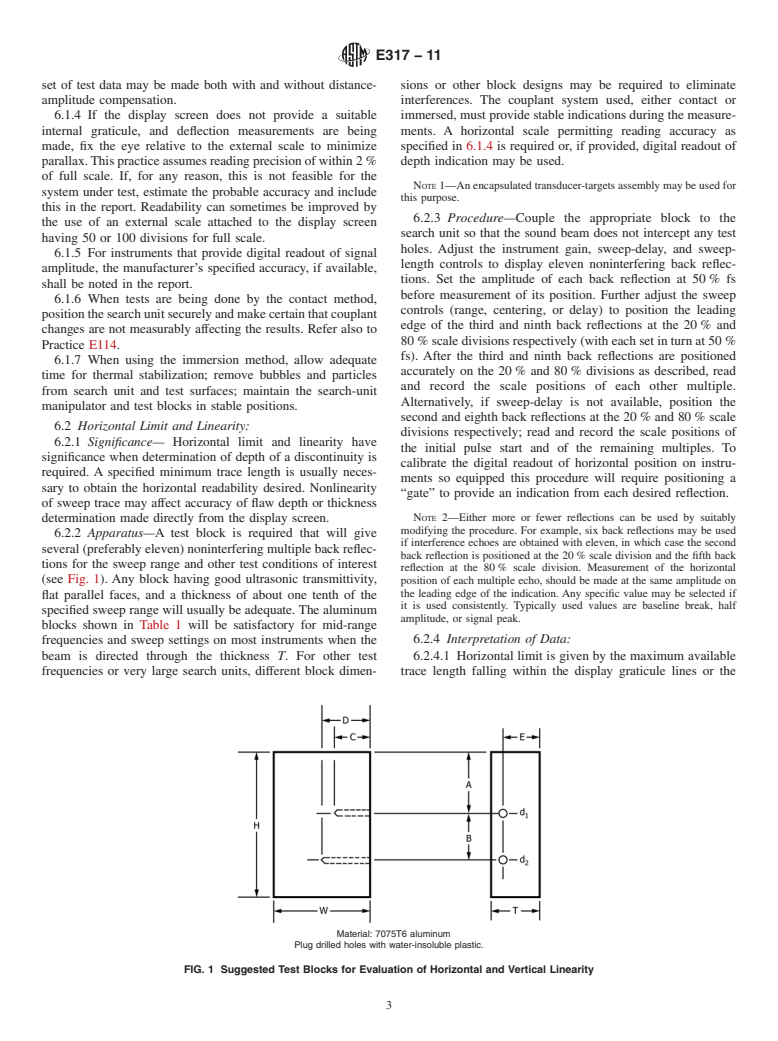 ASTM E317-11 - Standard Practice for Evaluating Performance Characteristics of Ultrasonic Pulse-Echo Testing Instruments and Systems without the Use of Electronic Measurement Instruments