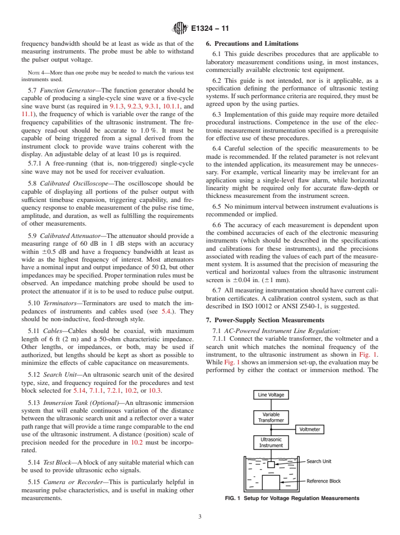 ASTM E1324-11 - Standard Guide for Measuring Some Electronic Characteristics of Ultrasonic Testing Instruments