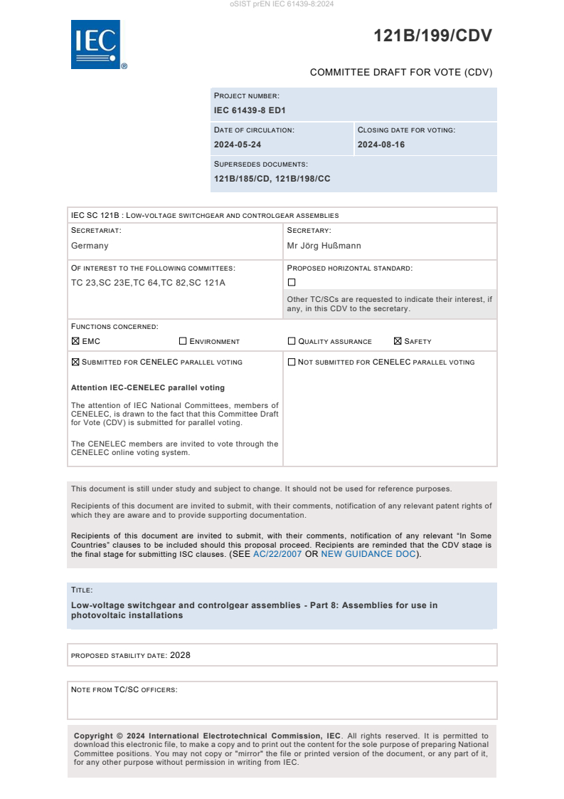 prEN IEC 61439-8:2024 - BARVE