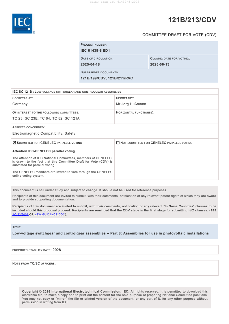 prEN IEC 61439-8:2025