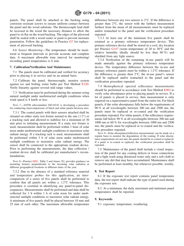 ASTM G179-04(2011) - Standard Specification for Metal Black Panel and White Panel Temperature Devices for Natural Weathering Tests