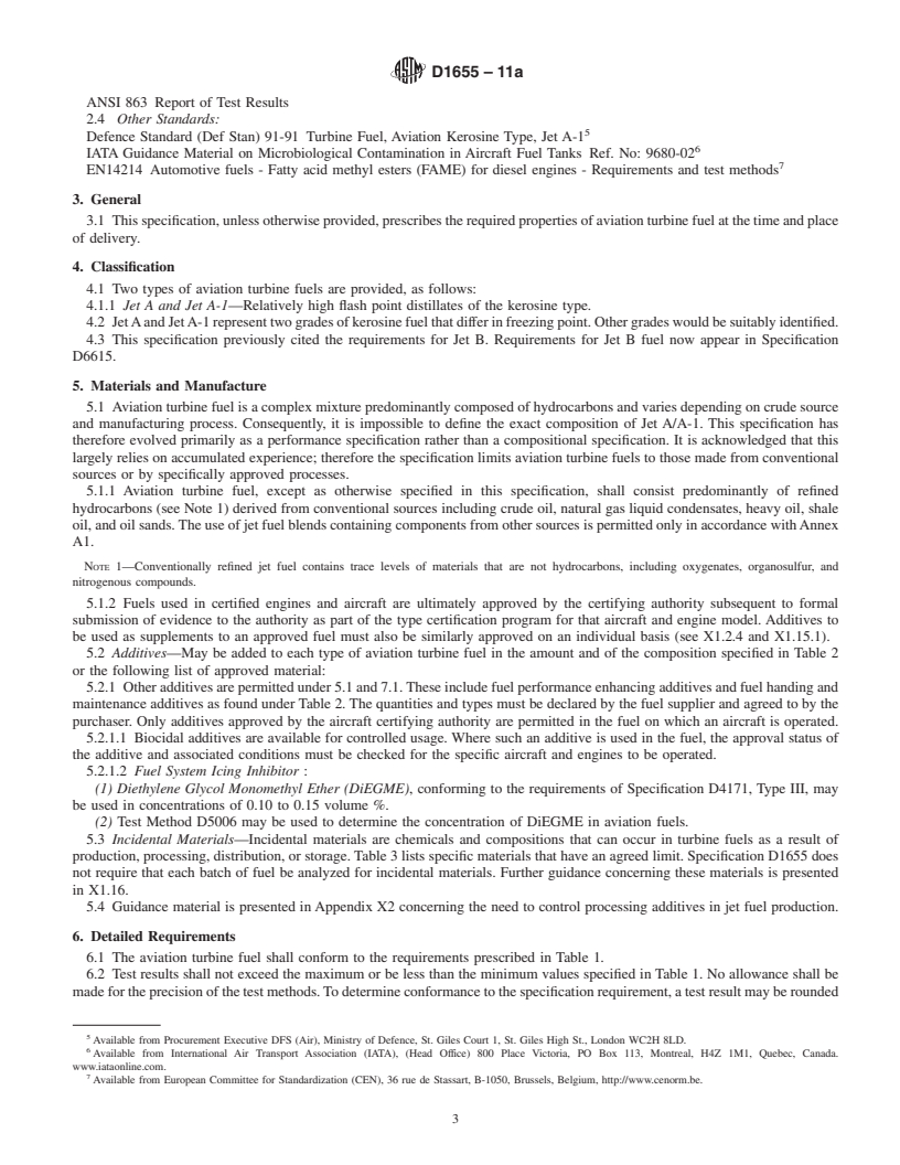 REDLINE ASTM D1655-11a - Standard Specification for Aviation Turbine Fuels