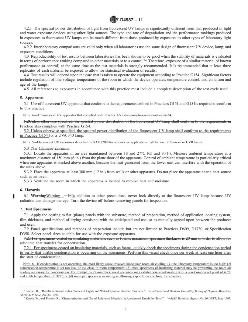 REDLINE ASTM D4587-11 - Standard Practice for  Fluorescent UV-Condensation Exposures of Paint and Related Coatings