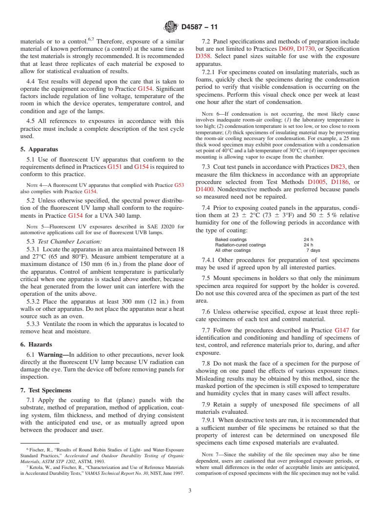 ASTM D4587-11 - Standard Practice for  Fluorescent UV-Condensation Exposures of Paint and Related Coatings