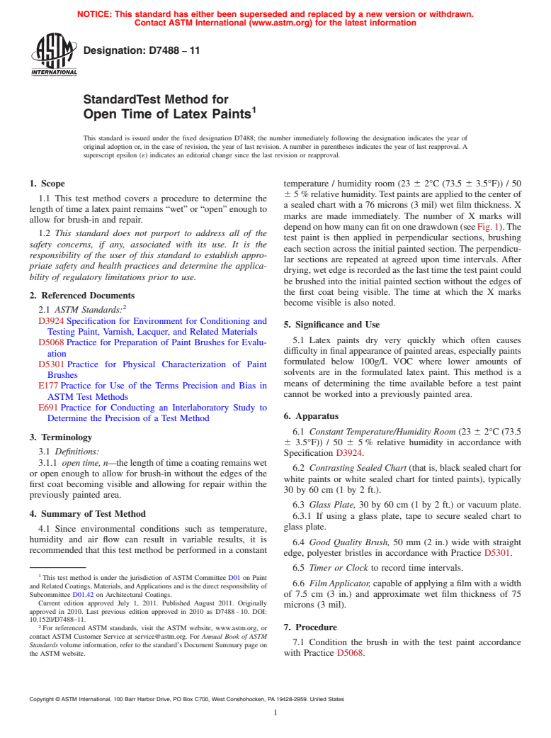 ASTM D7488-11 - Standard Test Method for Open Time of Latex Paints