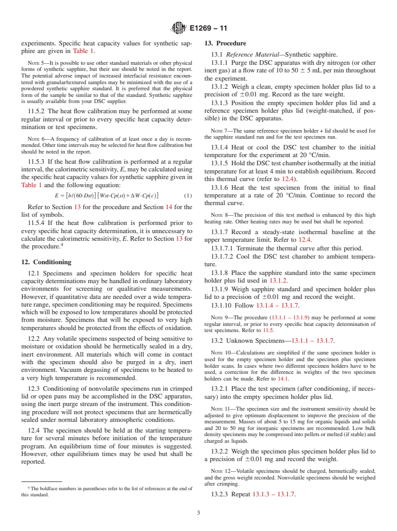 ASTM E1269-11 - Standard Test Method for Determining Specific Heat Capacity by Differential Scanning Calorimetry