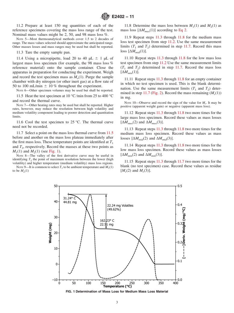 ASTM E2402-11 - Standard Test Method for Mass Loss and Residue Measurement Validation of Thermogravimetric Analyzers