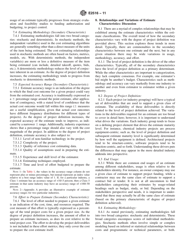 ASTM E2516-11 - Standard Classification for Cost Estimate Classification System