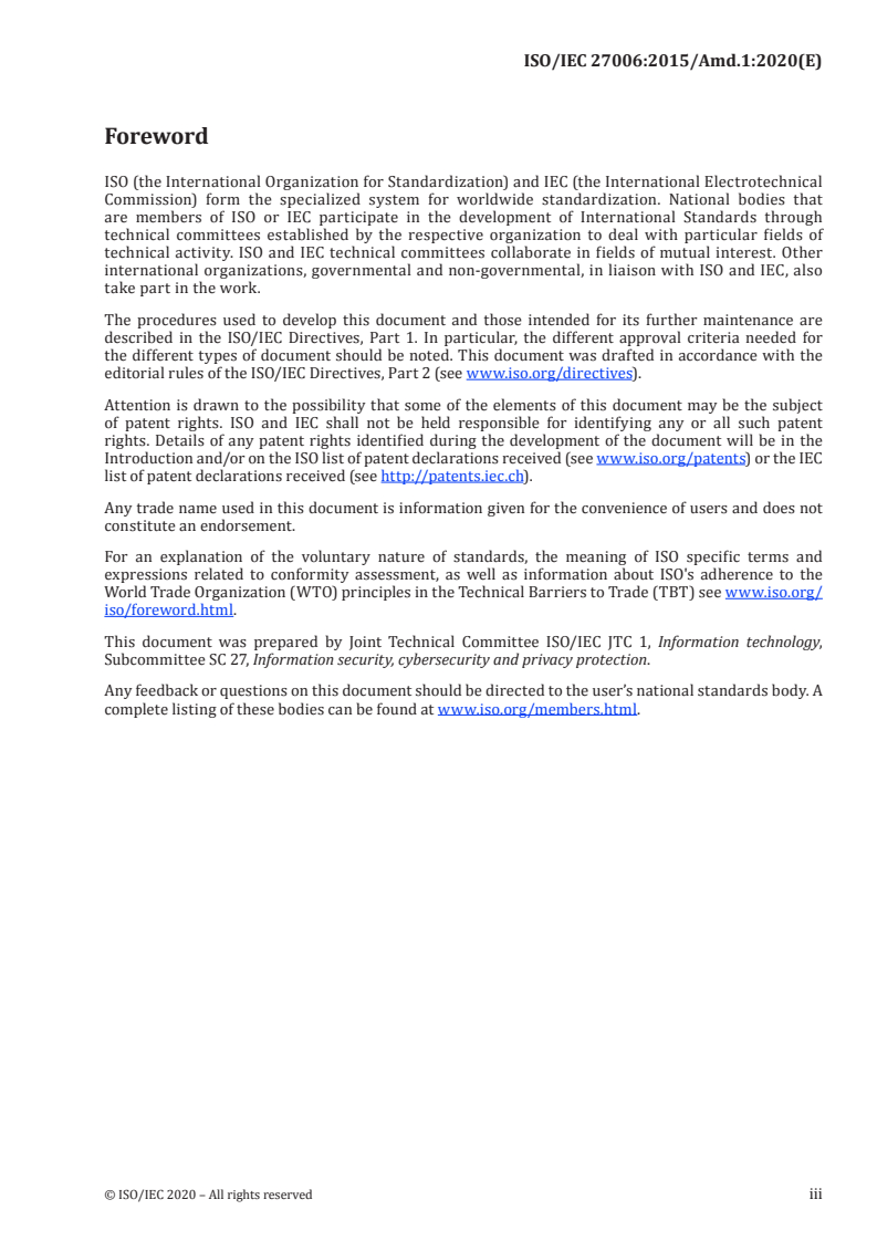 ISO/IEC 27006:2015/Amd 1:2020 - Information technology — Security techniques — Requirements for bodies providing audit and certification of information security management systems — Amendment 1
Released:3/27/2020
