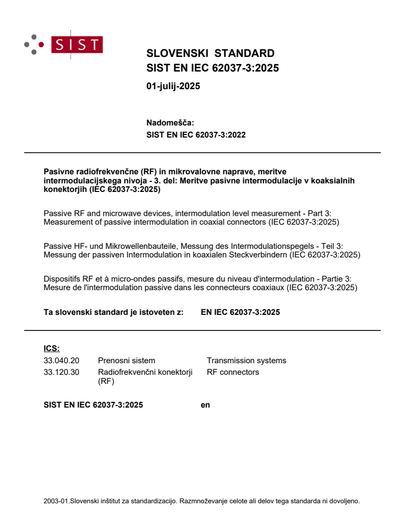 EN IEC 62037-3:2025 - BARVE