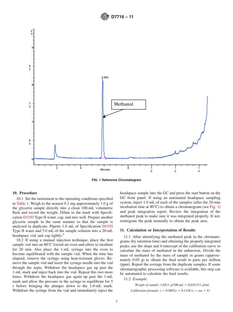 ASTM D7716-11 - Standard Test Method for Determination of Residual Methanol in Glycerin by Gas Chromatography