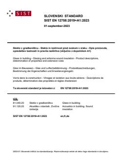 SIST EN 12758:2019+A1:2023 - Page 1 preview