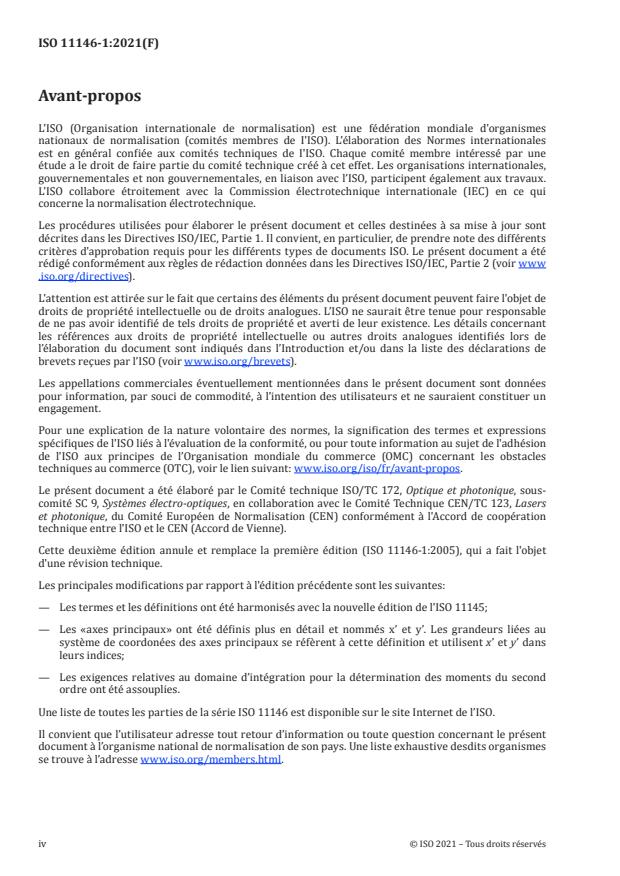 ISO 11146-1:2021 ISO 11146-1:2021 - Lasers et équipements associés aux lasers -- Méthodes d'essai des largeurs du faisceau, angles de divergence et facteurs de limite de diffraction - Page 4 preview