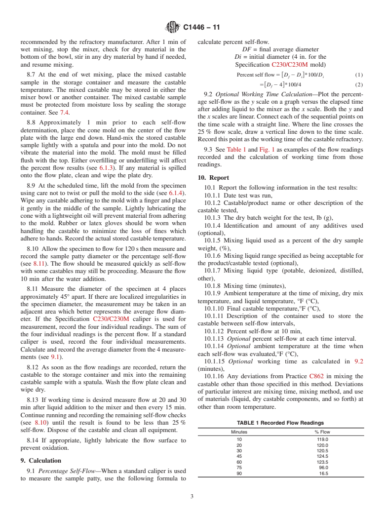 ASTM C1446-11 - Standard Test Method for Measuring Consistency of Self-Flowing Castable Refractories