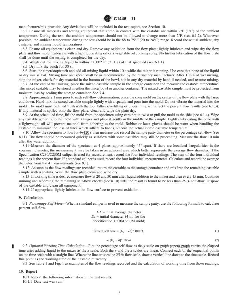 REDLINE ASTM C1446-11 - Standard Test Method for Measuring Consistency of Self-Flowing Castable Refractories