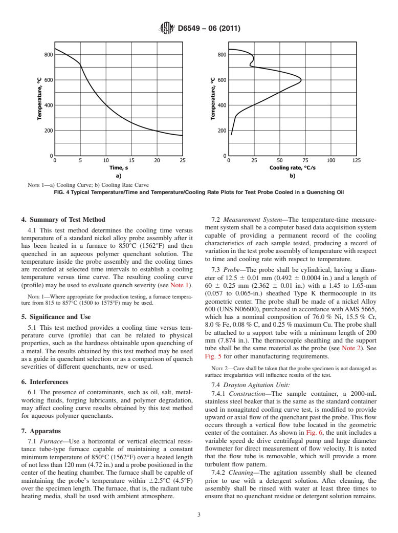 ASTM D6549-06(2011) - Standard Test Method for Determination of Cooling Characteristics of Quenchants by Cooling Curve Analysis with Agitation (Drayton Unit)