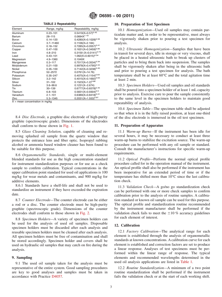 ASTM D6595-00(2011) - Standard Test Method for Determination of Wear Metals and Contaminants in Used Lubricating Oils or Used Hydraulic Fluids by Rotating Disc Electrode Atomic Emission Spectrometry