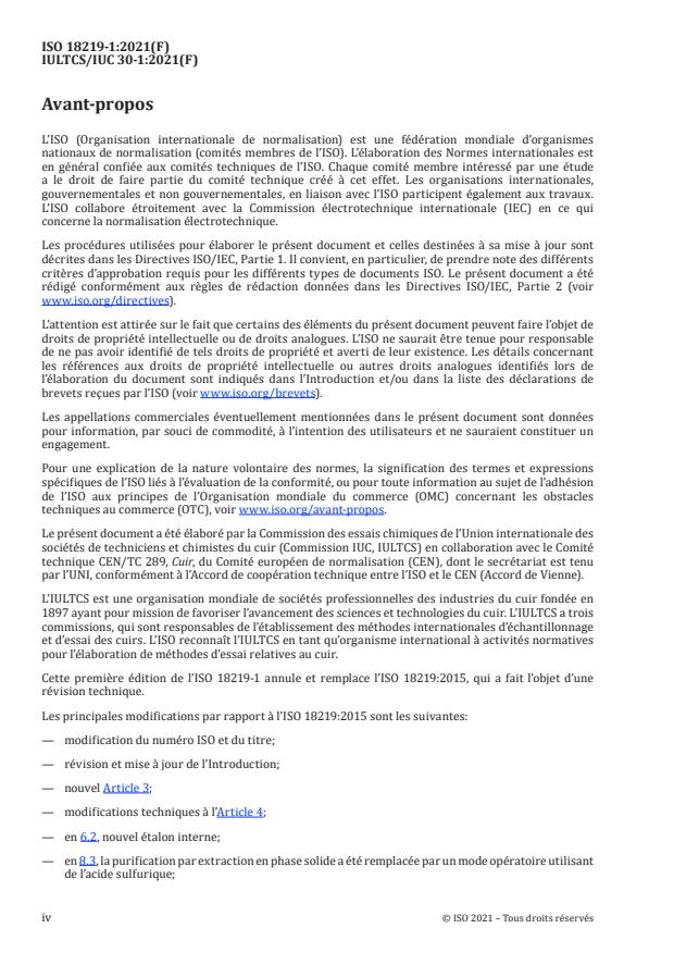 ISO 18219-1:2021 ISO 18219-1:2021 - Cuir -- Dosage des hydrocarbures chlorés dans le cuir - Page 4 preview