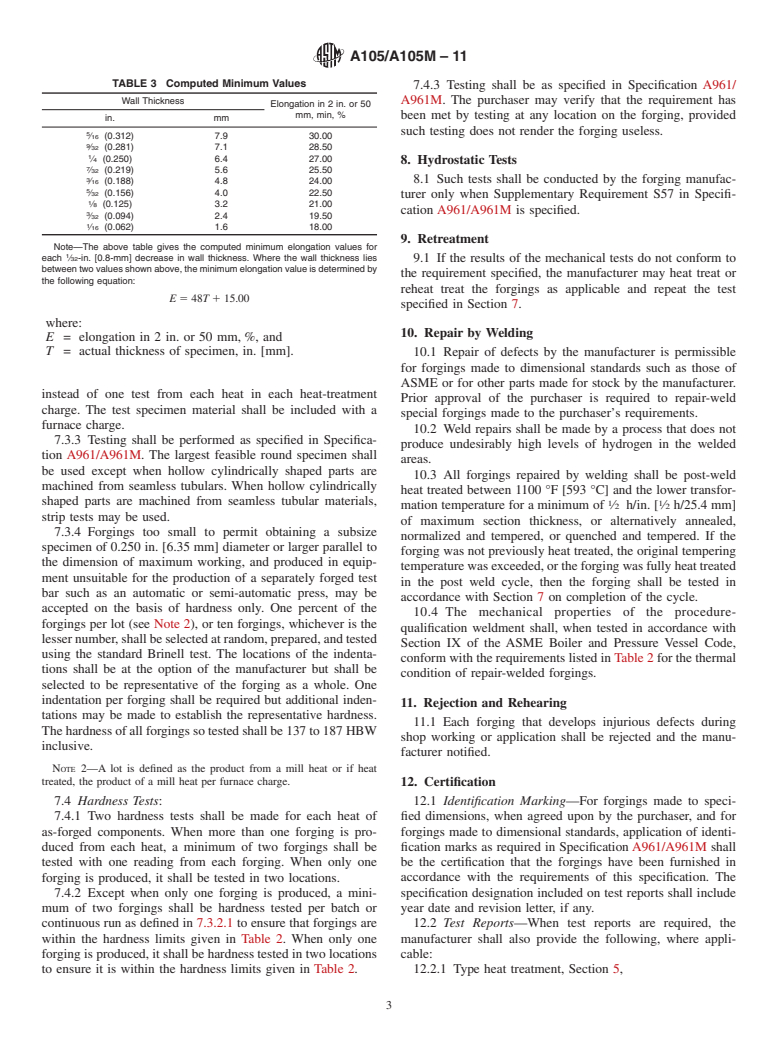 ASTM A105/A105M-11 - Standard Specification for  Carbon Steel Forgings for Piping Applications