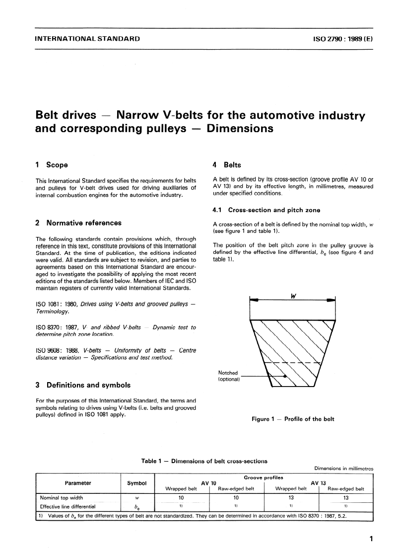 ISO 2790:1989 - Belt drives — Narrow V-belts for the automotive industry and corresponding pulleys — Dimensions
Released:8/17/1989