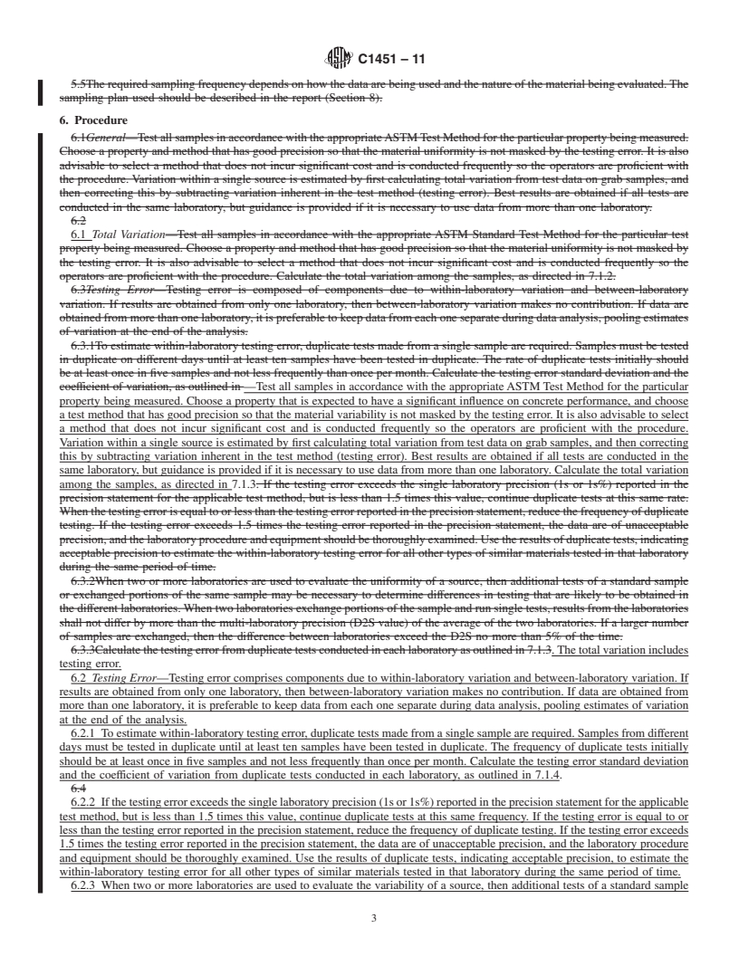 REDLINE ASTM C1451-11 - Standard Practice for Determining Uniformity of Ingredients of Concrete From a Single Source