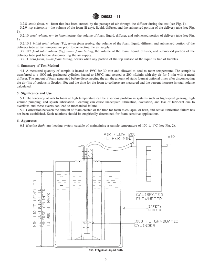 REDLINE ASTM D6082-11 - Standard Test Method for High Temperature Foaming Characteristics of Lubricating Oils