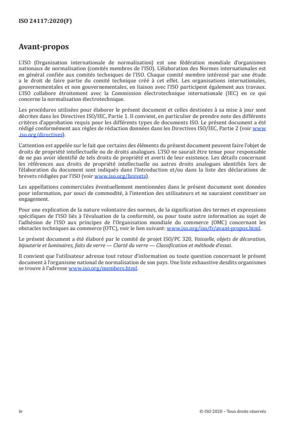ISO 24117:2020 ISO 24117:2020 - Vaisselle, objets de décoration, bijouterie et luminaires, faits de verre -- Clarté du verre -- Classification et méthode d'essai - Page 4 preview
