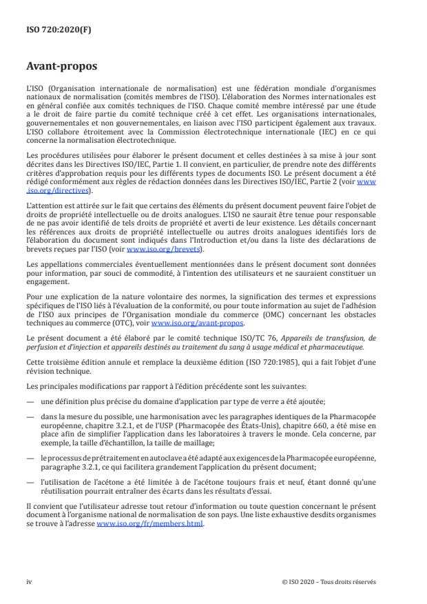 ISO 720:2020 ISO 720:2020 - Verre -- Résistance hydrolytique du verre en grains à 121 °C -- Méthode d'essai et classification - Page 4 preview