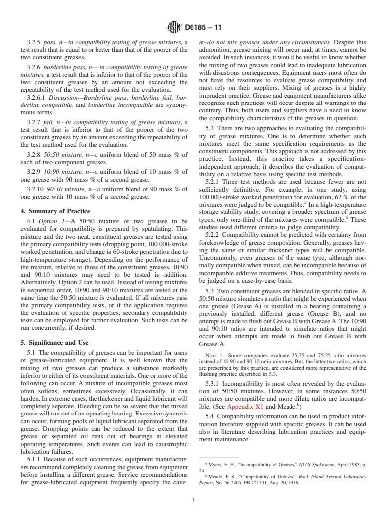 ASTM D6185-11 - Standard Practice for Evaluating Compatibility of Binary Mixtures of Lubricating Greases