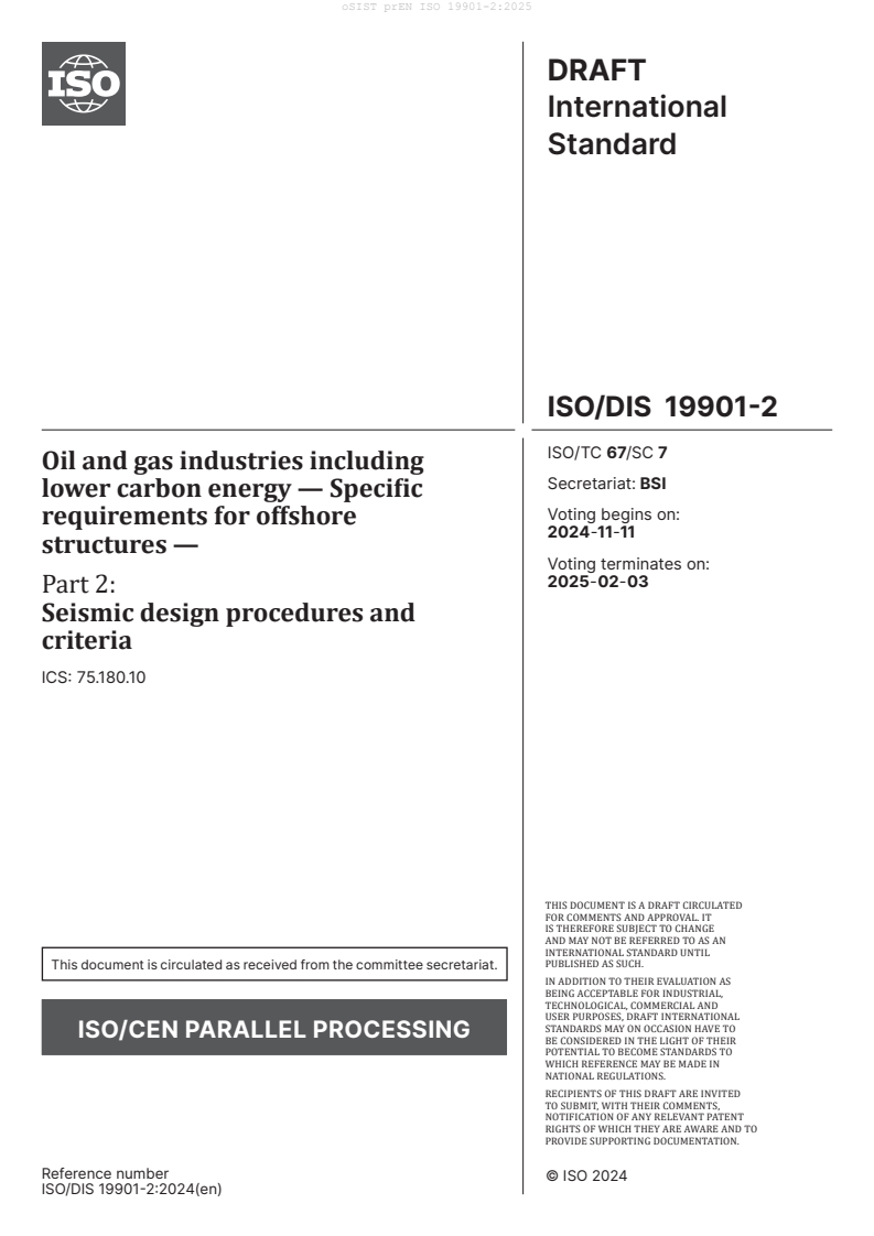 prEN ISO 19901-2:2025 - BARVE