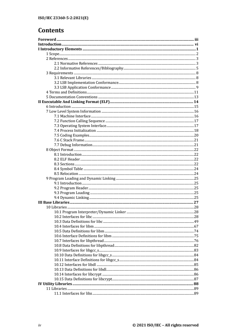 ISO/IEC 23360-5-2:2021 ISO/IEC 23360-5-2:2021 - Linux Standard Base (LSB) — Part 5-2: Core specification for PowerPC 32 architecture
Released:10/8/2021 - Page 4 preview