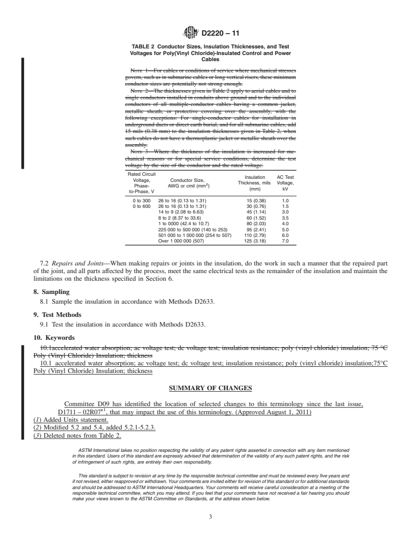 REDLINE ASTM D2220-11 - Standard Specification for  Poly(Vinyl Chloride) Insulation for Wire and Cable, 75<span class='unicode'>&#x00B0;</span>C Operation