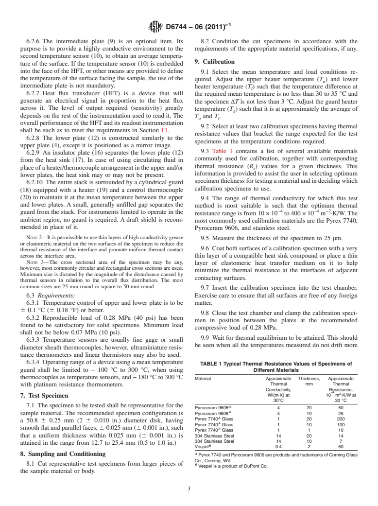 ASTM D6744-06(2011)e1 - Standard Test Method for Determination of the Thermal Conductivity of Anode Carbons by the Guarded Heat Flow Meter Technique