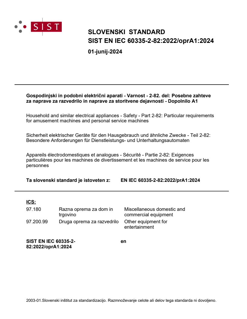 EN IEC 60335-2-82:2022/oprA1:2024