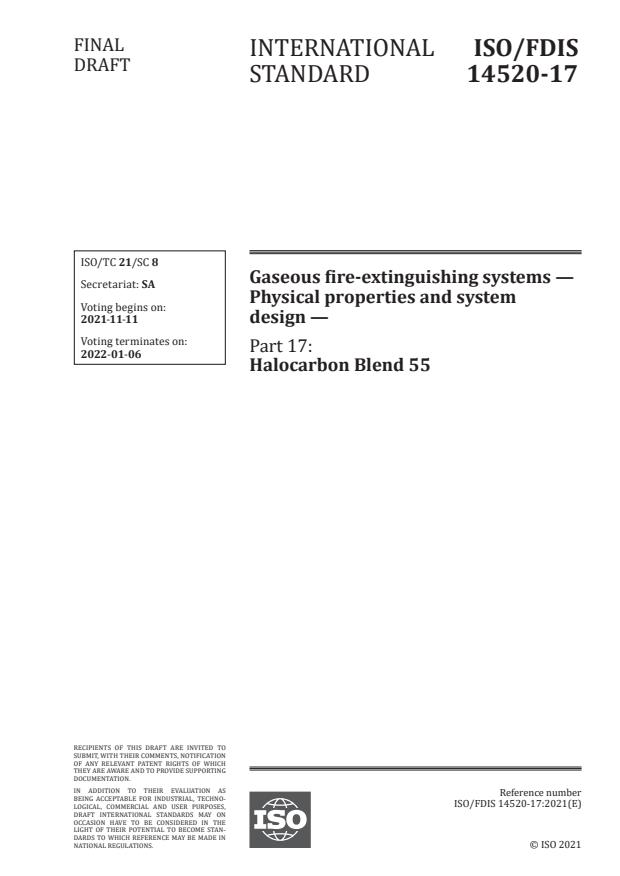 ISO/FDIS 14520-17 - Gaseous fire-extinguishing systems -- Physical properties and system design