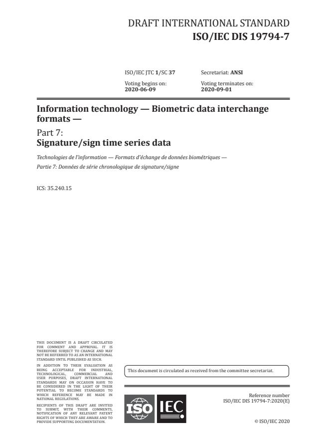 ISO/IEC DIS 19794-7