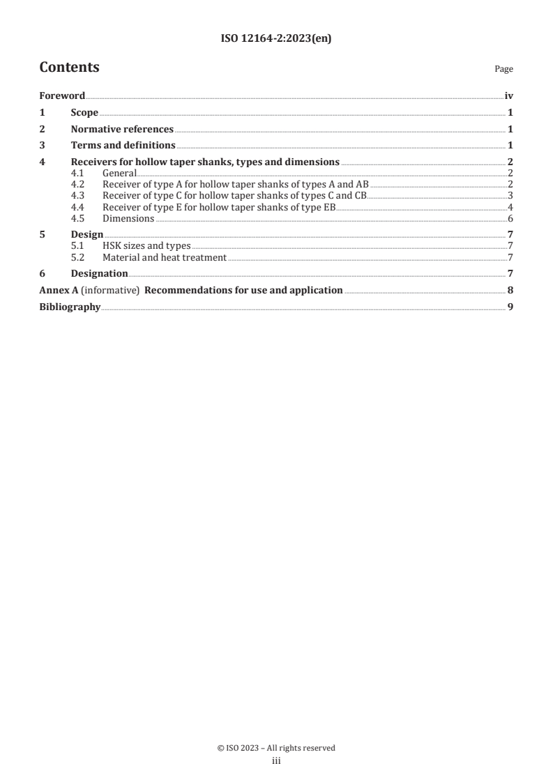 ISO 12164-2:2023 - Hollow taper interface with flange contact surface — Part 2: Receivers of types A, C and E for hollow taper shanks of types A, AB, C, CB and EB
Released:9/12/2024