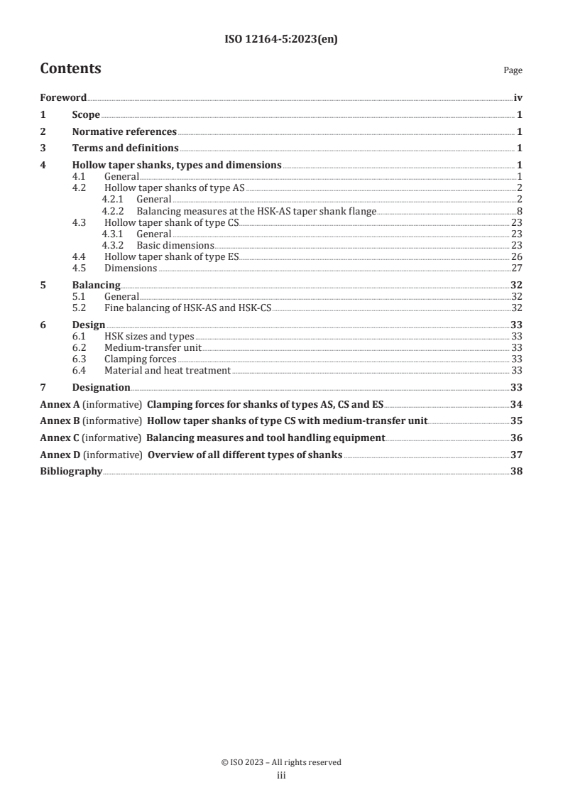 ISO 12164-5:2023 - Hollow taper interface with flange contact surface — Part 5: Shanks of types AS, CS and ES
Released:9/12/2024