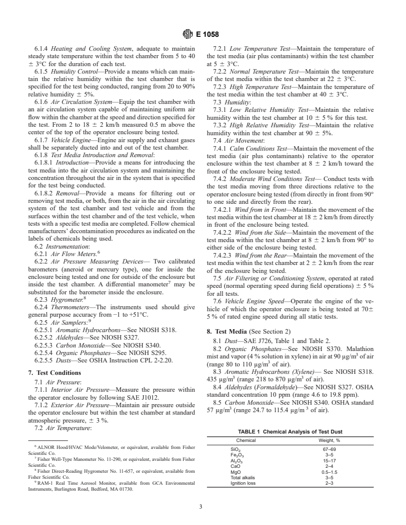 ASTM E1058-85(1997) - Standard Test Methods for the Toxic Contamination of the Environment in the Operator Enclosure of Self-Propelled Agriculture Vehicles