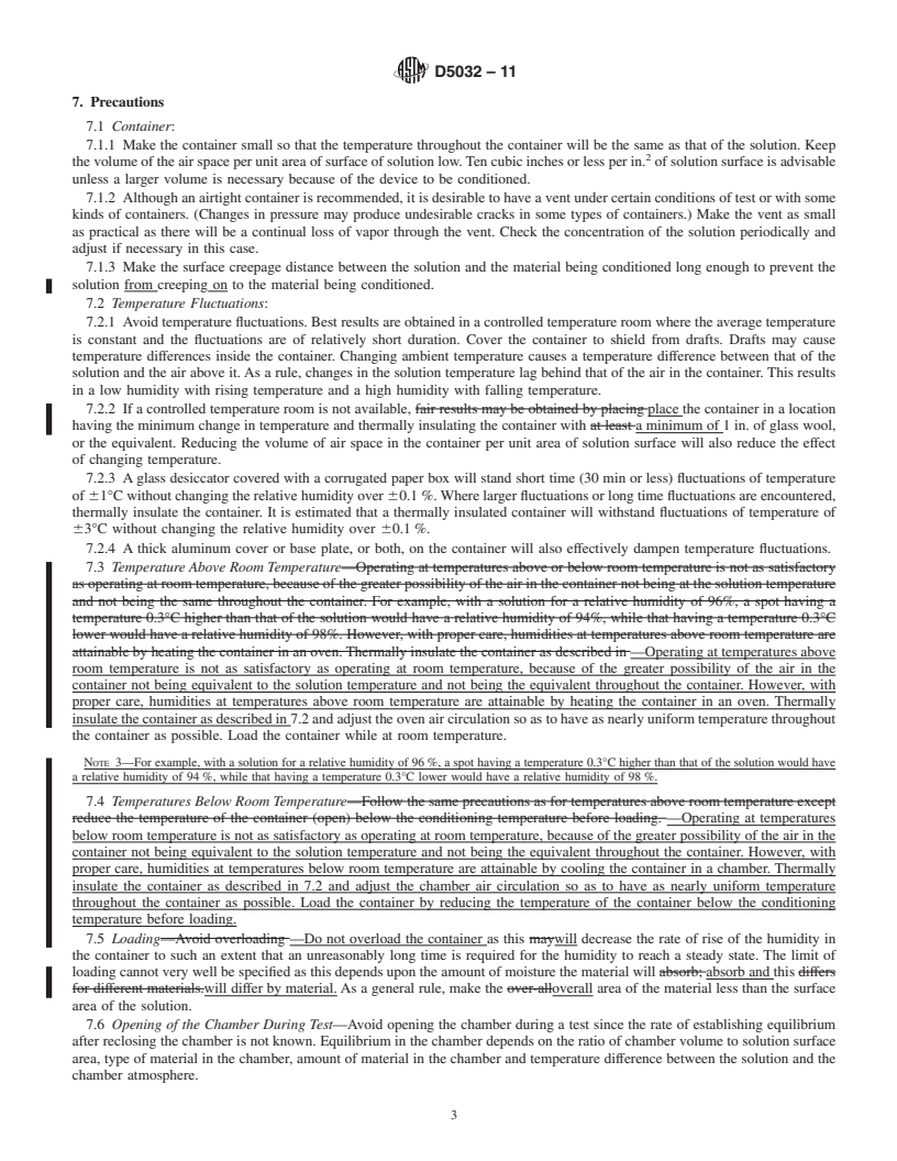 REDLINE ASTM D5032-11 - Standard Practice for Maintaining Constant Relative Humidity by Means of Aqueous Glycerin Solutions